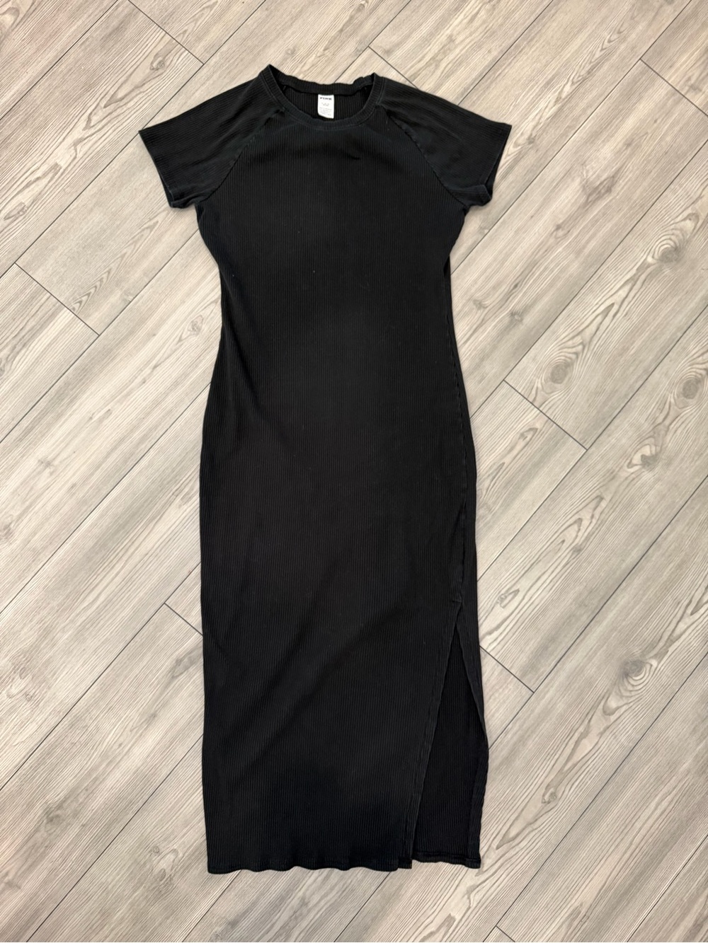 PINK Victoria's Secret Black Ribbed Maxi Dress with Side Slit Size XL